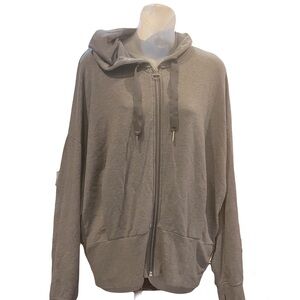 Athleta Balance Sweatshirt Gray Full Zip Hooded Jacket Size Large Tencel Blend